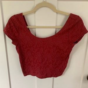 Red Lace Abercrombie and Fitch Crop Top